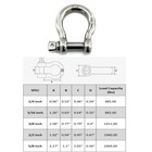 2pcs 3 8   Bow Shackle Marine Grade 316 Stainless Steel Anchor Shackle D Ring