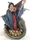 Dragon Wizard Sculpture Gothic Legends Crystal Ball Painted Statue Resin Nos Box
