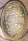 Antique Brass Door Knob City Of New York Public School Mounted On Mahogany Base