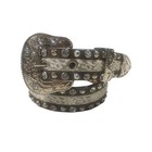 Angel Ranch White Lace Inlay Rhinestone Studded Leather Belt Boho Western Glam