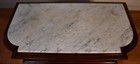 1880 Antique Victorian Renaissance Revival Walnut Inlay Marble Top Hallway Table