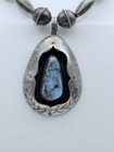 Antique Native American Navajo Sterling Silver Shadow Box Turquoise Necklace