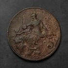 1899          France 5 Centimes - French Republic  - Bronze Coin - Free Shipping 
