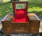 Vintage Hand Carved Oriental Jewelry Box Used 1970s