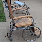 Wood   Metal Manual Wheelchair W  4 Wheels  Brown   Gray Finish
