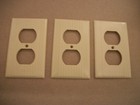 Lot Of 6 Vintage Leviton Ribbed Ivory Outlet Covers With Screws