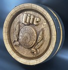 Vintage Miller Lite Beer Wooden Barrel Bar Sign - Great For The Man Cave 
