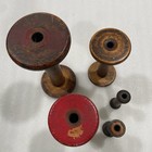 Vtg Wooden Metal Spools Primitive Industrial Textile Mills Sewing Lot Of 5