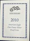 2010-w Us Mint American Eagle One Ounce Fine Silver Proof Coin In Case With Coa