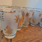 Vintage Libbey Golden Foliage Frosted Tumblers Set Of 6 Gold Leaf Mcm Glasses