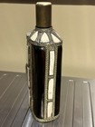Rare Amber Glass Moroccan Berber Flask Camel Bone   Pewter Inlay W screw On Top