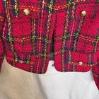 Shein  Women s Size 13 M Red And Black Plaid Scoop Neck Long Sleeve Lined Blazer