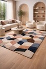Hand Tufted Wool Rug   Modern Geometric  Abstract Design Area Rug Carpet 