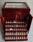 100 Slot 10 Layer Wood Pen Display Case Burgundy - New Old Stock Closeout