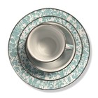  264 Golden Rabbit Blue Sea Glass Swirl Steel 16-piece Dinnerware Set