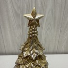 Vintage Melrose International 14  Ceramic Christmas Tree Poinsettia Gold Glitter