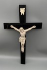 Vintage Crucifix Wall Cross Jesus Christ Corpus Black Wood   Metal Catholic