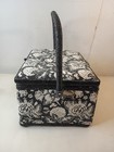 Singer Sewing Basket Fragrant Black White W extras 10 24  X 7  X 6 