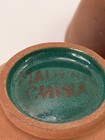 Vintage Chinese Terracotta Tea Cups Green Glaze Seal Script Gongfu Set Of 3