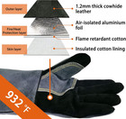 16 Inches 932    leather Welding Gloves  Heat fire Resistant large Mitts For Bbq o