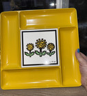 Vintage 1970 s Retro Tray Yellow Flower Mid Century Modern Design By Michel