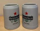 2x Heineken Beer Mug Stein  5l Ceramic Made In Germany Vintage Holland Stoneware