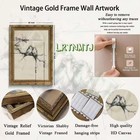 Vintage Gold Framed Sketch Bird Wall Art Farmhouse Minimalist Line Birds In L   