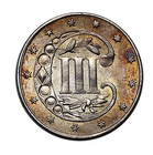 1862 1 Three Cent Silver Piece  Very Nice Choice Gem Bu   Overdate    Free S h