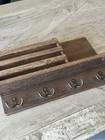 Mail key Holder  Wall Mounted Wooden Storage Organizer Rack With Key Hooks Brown