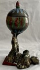 7-3 4  Antique Bronze Asian Juggler Figural Chinese Incense Burner Circa 1905