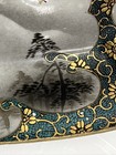 Antique 19th Century Kutani Japanese Porcelain Small Square Floral Bowl 4 3 4   