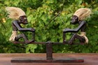 Wooden Hand Carved Primitive Statue Teeter Tottering Seasaw Tiki Tribal African