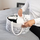 White Rope Canvas Diaper Caddy Organizer Basket For Nursery Changing Table