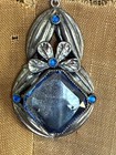 True Vintage Antique Art Nouveau Blue Czech Glass   Rhinestone Necklace