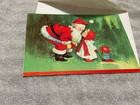 Vintage Little Angel Girl With Santa Christmas Greeting Card Unused Blonde