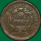 1852 Braided Hair Large Cent Almost Uncirculated Au Coin  Staple Scratch  44143