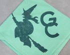 Vintage Girl Scouts Green Gc Witch Logo Neckerchief Halloween Scarf