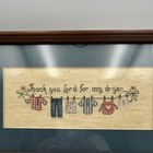 Framed Finished Cross Stitch Wall Art  thank You Lord For My Dryer  Clothesline