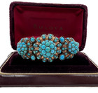 Antique Victorian Bracelet Genuine Persian Blue Turquoise Gold Filled Lrg Cuff