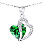 Simulated Emerald Sterling Silver Pendant Necklace Earring Set Gifts For Her