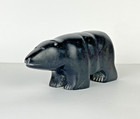 Inuit Hand Carved Black Stone Bear Sculpture Original Vintage Indigenous Art