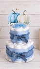 Small 2 Tier Blue Pumpkin Diaper Cake Baby Shower Boy  Parent   s Choice 