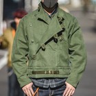Men s Vintage Swedish Motocycle Jacket Cotton Army Military Workwear Green Coat