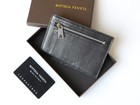Bottega Veneta Intrecciato Black Leather Card Holder Zip Coin Wallet 535042