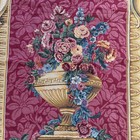 Vtg French Vase Floral Red Gold Tapestry Art Wall Hanging 57x43    Classical