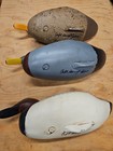 3 Capt Harry Jobes Signed Hand Carved Wooden Duck Decoys Chesapeake Bay