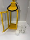 Traditional Yellow Lantern Metal And Glass 12  Tall 14 25  W handle