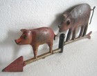 Vintage Old Pig With Piglet Weather Vane   Pig Weathervane