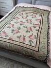 Annie Danielson Floral Cotton Knit Tapestry Throw Blanket Roses 52  72  New Vtg