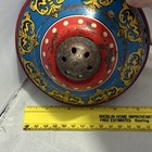 Vintage Metal Toy Top 5  Diameter  Made In Usa  Children Playing Theme Works 